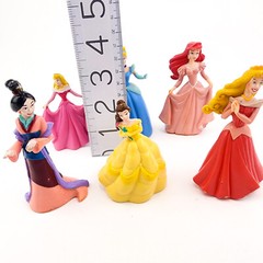 Disney princess Dolls Figures Lot Of 6 Pvc Plastic Cake Topper Dolls Belle Mulan
