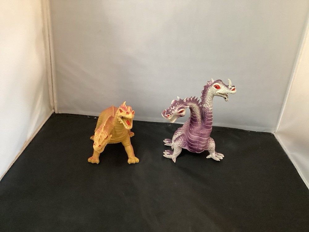 Lot Of Two Imperial Two Headed Dragons Purple & Orange