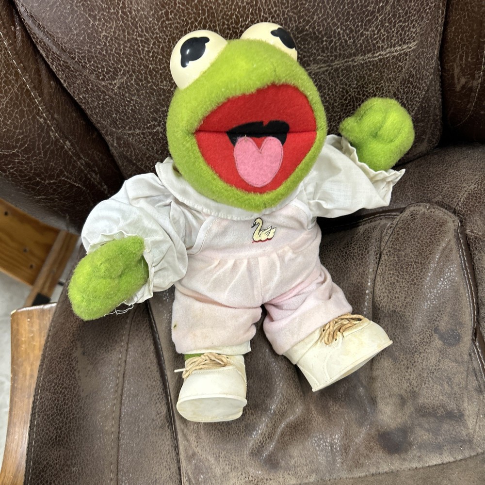 Vintage 1983 Kermit The Frog Stuffed Hasbro Softies Muppet Babies Plush Doll 12″
