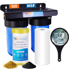 2-Stage Whole House Water Filtration System, GAC KDF 58 Filter and PP Cotton Fil