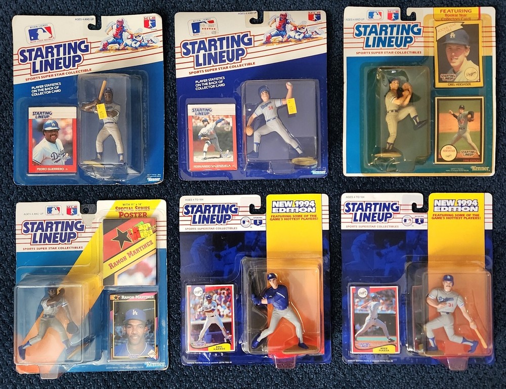 Lot of 6 1988-1994 L.A. Dodgers Starting Lineups Guerrero Valenzuela Hirshiser +