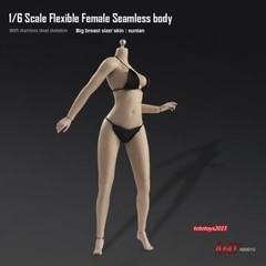 US 1:6 Flexible Female Seamless Body Suntan Skin Large Bust Breast Figure Body