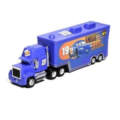 2Pcs Disney Pixar Cars No.19 Bobby Swift Hauler Truck & Car1:55 Diecast Toys Set