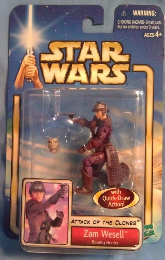Star Wars AOTC Zam Wesell Bounty Hunter removable arm, Blue Card