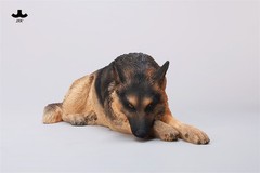 JXK Lying German Shepherd Dog Model Pet Animal Figure Collection 1:6 Scale