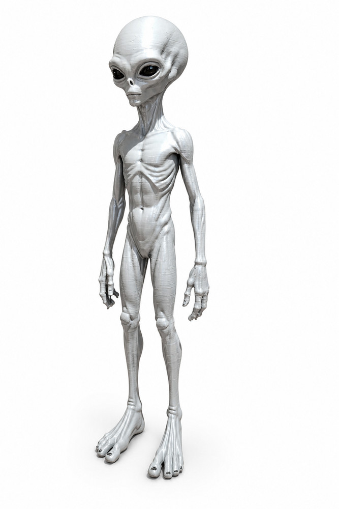 Grey Alien Figure 22cm Area 51 UFO Sci-Fi Statue 3D Statue Hand Painted