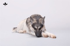JXK Lying German Shepherd Dog Model Pet Animal Figure Collection 1:6 Scale