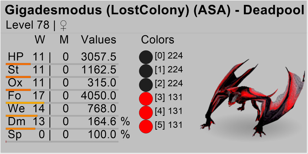 Gigadesmodus Female Colors Ark Survival Ascended PVE