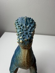 JARU Pachycephalosaurus Dinosaur Figure Blue Green Rubber Vinyl 8” #1083 Toy