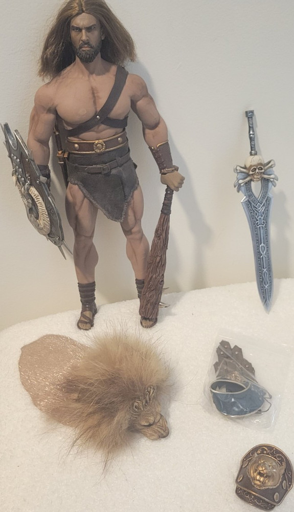 Warrior/Barbarian Action Figure w/ Sword, Shield, Dagger Alt Head & Hands
