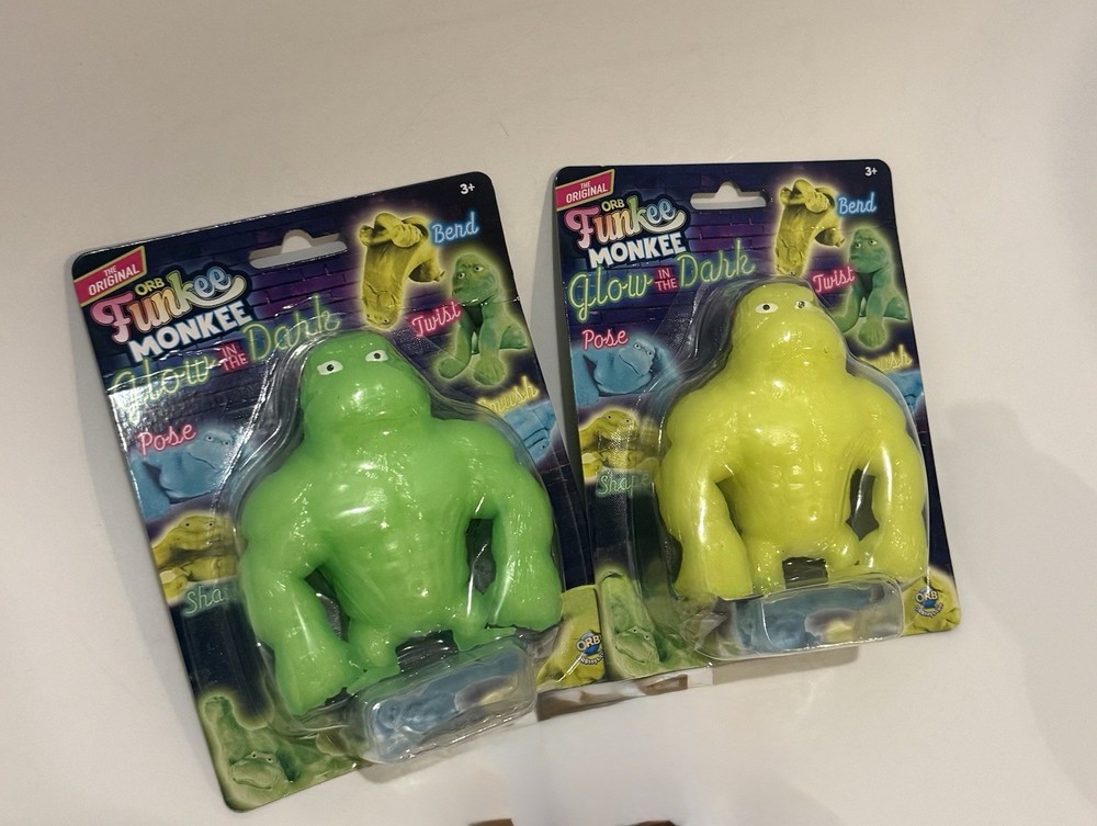 ORB Funkee Monkee Glow in the Dark Stretch Pose Twist Bend Yellow And Green 2pc