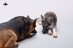 JXK Lying German Shepherd Dog Model Pet Animal Figure Collection 1:6 Scale