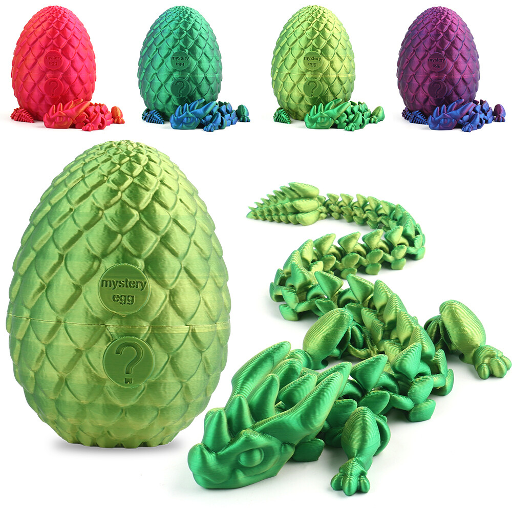 Easter Gift 3D Printed Dragon Full Articulated Dragon w/Egg Colourful Decorative