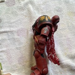 Warhammer 40K Space Marine Action Figure Red/Black/Gold w/ Sword & Helmet