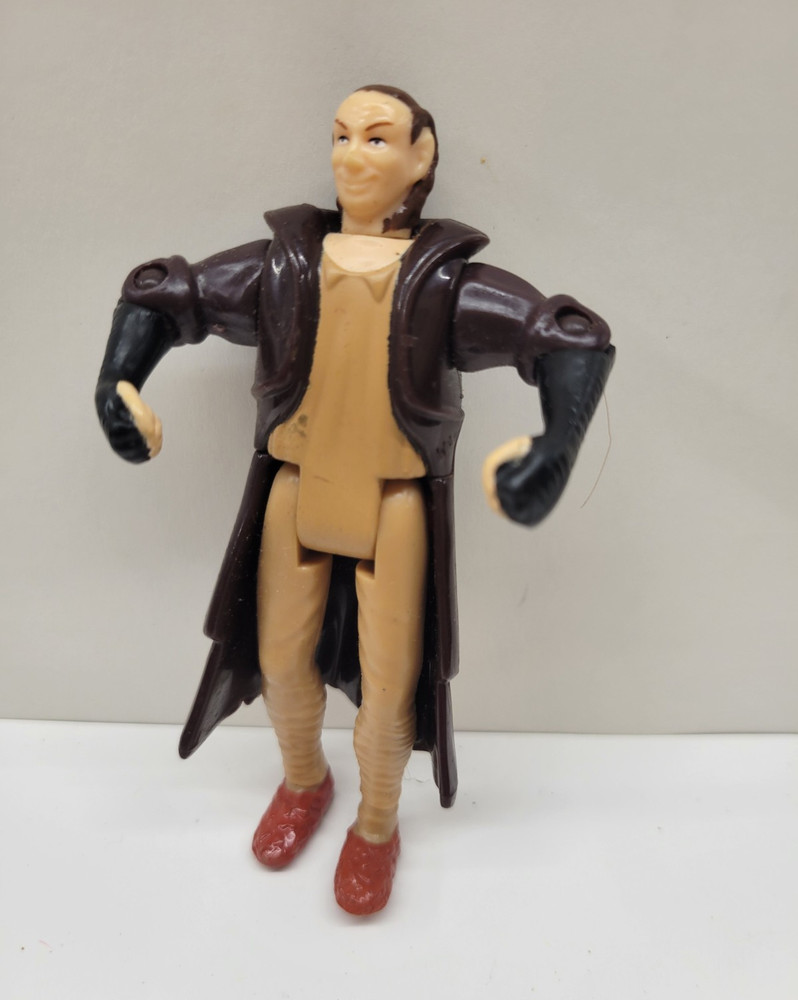 Vintage Plastic Action Figure Brown Long Coat, Tan Outfit, Red Shoes