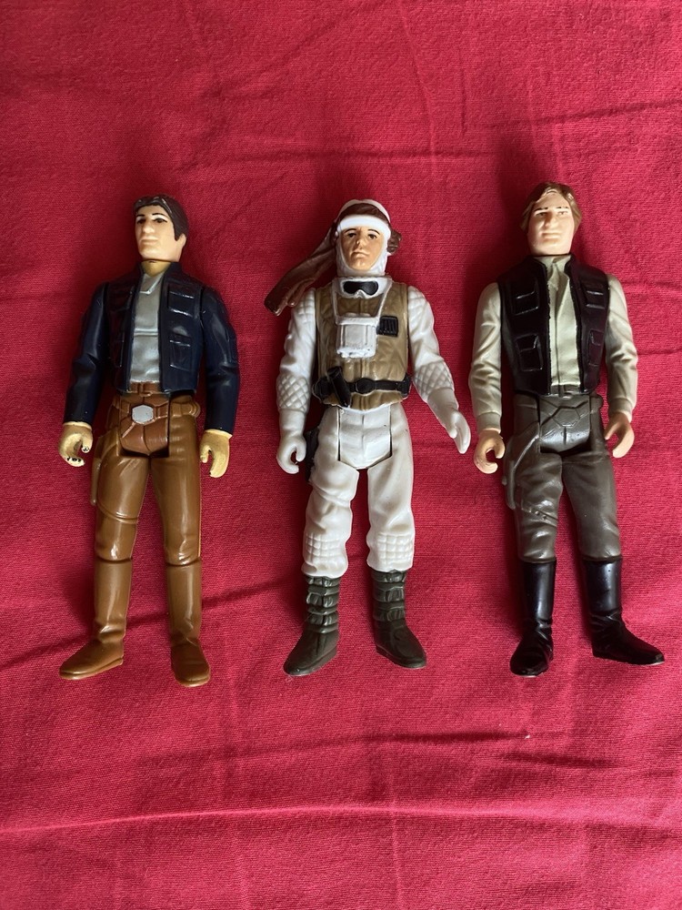 Star Wars Kenner Vintage Lot Of 3 Figures Hoth Luke, Bespin Han, & Endor Han