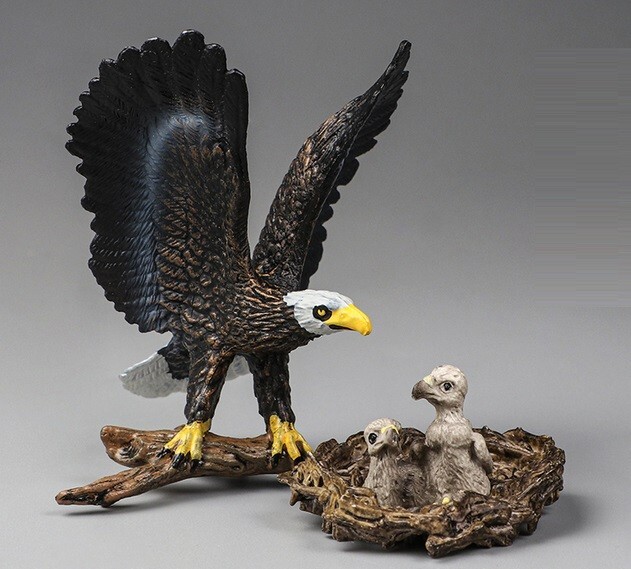 Bald Eagle Bird with Baby Animal Toy PVC Action Figure Doll Kids Toys Party Gift