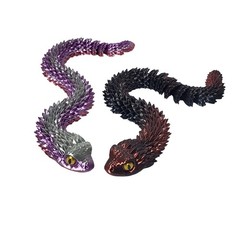 Set of 2 Articulated 3D Printed Bush Viper Snake Fidget Toy Purple Copper 14.5″