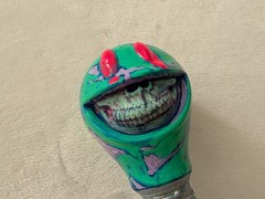 Ron English 3D Printed 1 of 1 Crypto Light Cult Light Bulb Skull Face