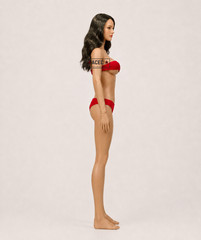 Custom PHICEN 1/6 Dark Ash Brown Hair Female L Bust Seamless Suntan Figure Set