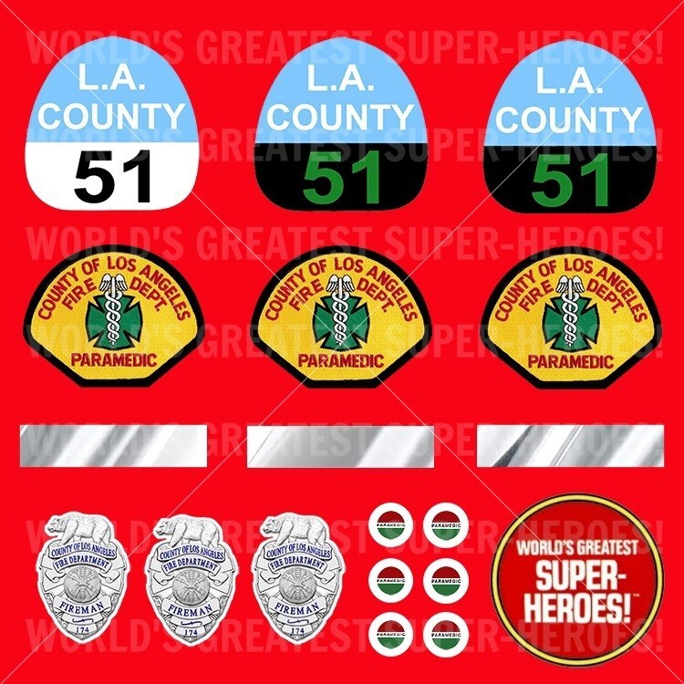 LJN Emergency Sticker Custom Vinyl Pre-Cut Deluxe Set for 8″ Action Figure