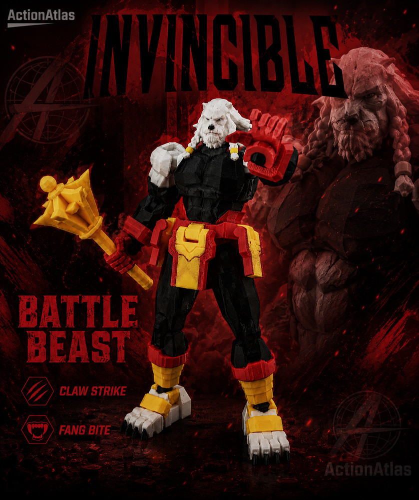 3D Printed Invincible Battle Beast Action Figure – Multi-Jointed Superhero Anime