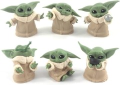 6Pcs Star Wars Mandalorian The Child Baby Yoda Grogu Doll Figure Toy Cake Topper