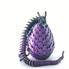 3D Printed Articulated Dragon Huge 12″ Long With Egg New
