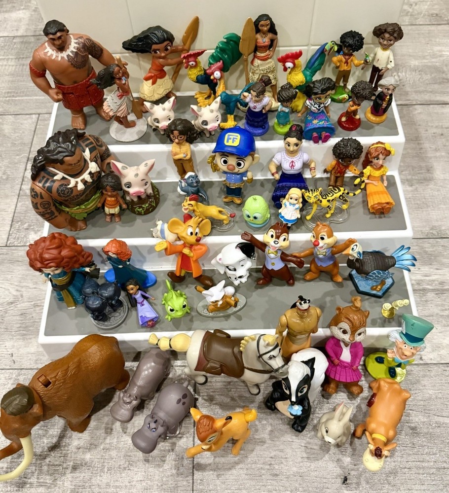 Huge Disney Figure Lot 50+ Moana, Encanto, Bambi, Repunzal, Alice Etc