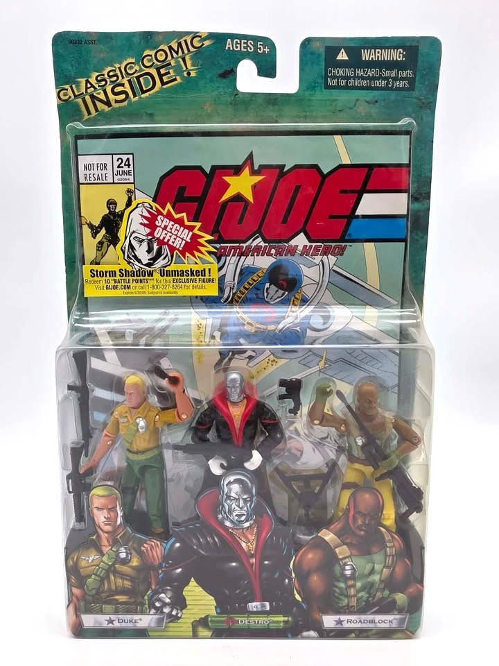 G.I. Joe 2005 Comic Book 3-Pack #24 – Duke, Destro & Roadblock – NEW – read