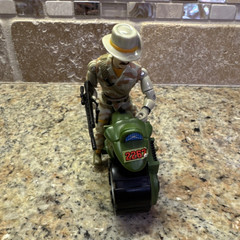 GI Joe Action Figure Plastic Military Adventure Theme Green Motorbike Gun Set