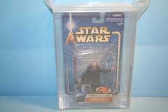 STAR WARS 2003 AFA GRADED MINT ON CARD AOTC DARTH TYRANUS FIGURE WEAPON HASBRO