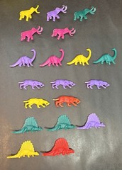 VTG Lot Of 42 Multi Color Dinosaurs With Box