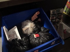 1:12 Scale Blue WM Dumpster LOT (includes GARBAGE + ACCESSORIES) Prop Diorama