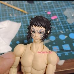1/12 Demon Slayer Kaigaku Head Carving For 6″ Romankey VTOYS Figure Body