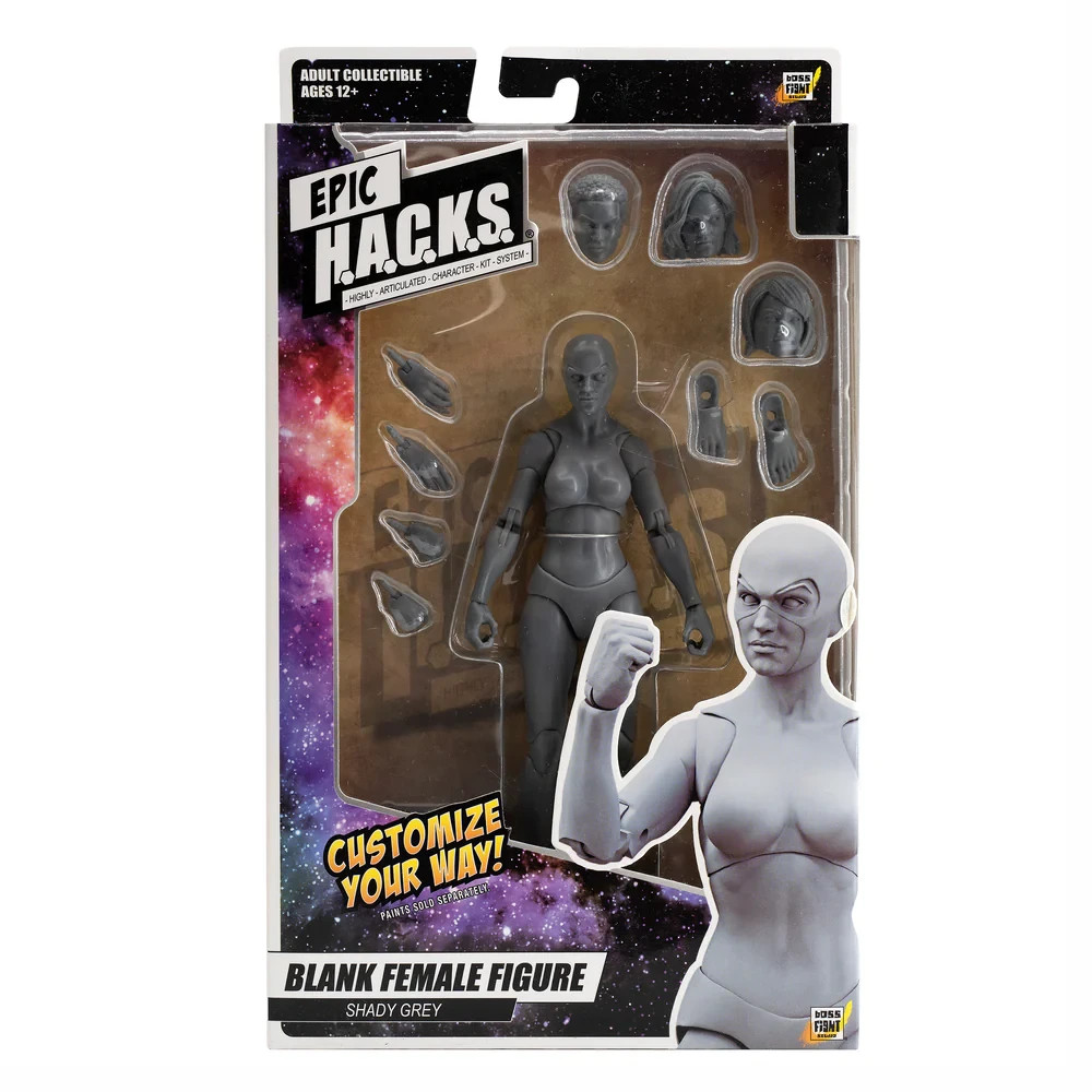 Shady Gray 1:12 EPIC HACKS Blank Female Action Figure 6″ Boss Fight