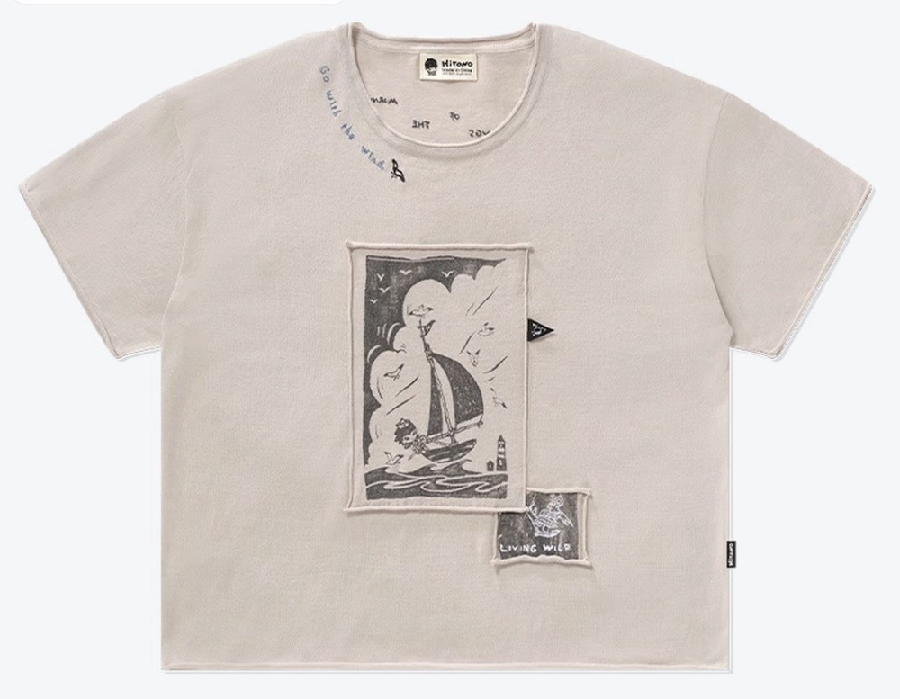 Hirono Living Wild – Song of the Polar Sea Casual Knitted Cuff Hem T-Shirt
