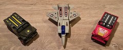 Vintage 1984 GOBOT Dynabot Motorized Military JEEP Red Charger F-15 Fighter Jet