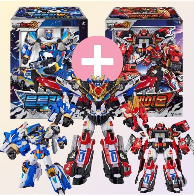 Metal Cardbot W BLAION & BLUE COP W Grand Blue Leon Transforming Robot set