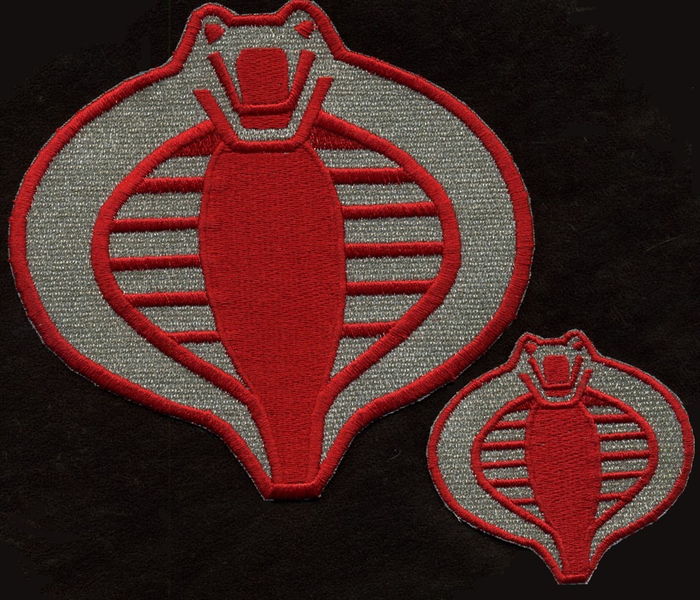 GI Joe Cobra Commander Crimson Guard 6″ & 3″ Patch Set of 2 – Red & Silver