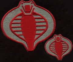 GI Joe Cobra Commander Crimson Guard 6″ & 3″ Patch Set of 2 – Red & Silver