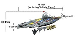 33 Inch Aircraft Carrier with Soldiers Jets Military Vehicles + 18 Fighter Jets