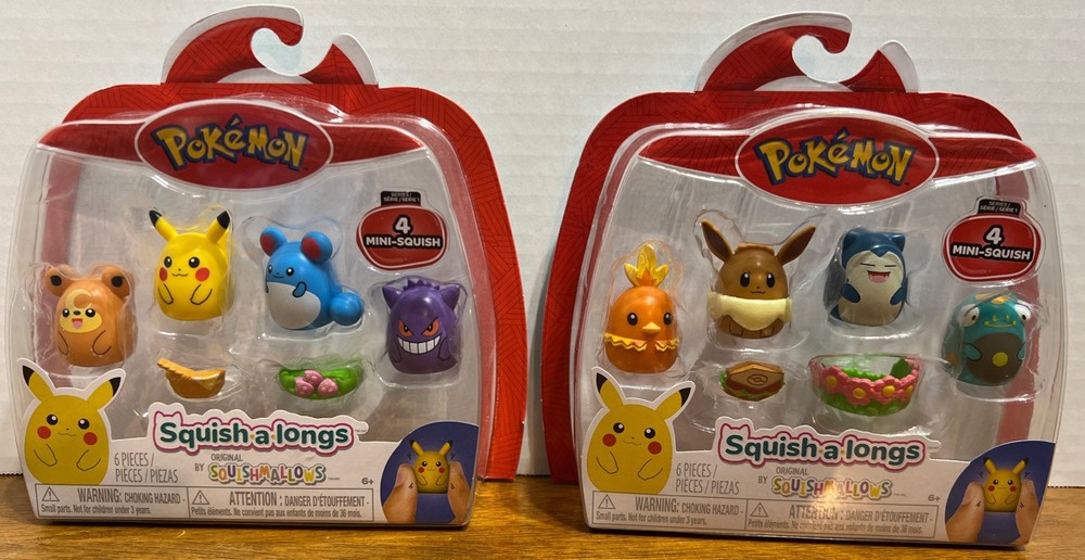 Pokemon Squish-a-longs Series 1 Mini Squish Squishmallows Pikachu Eevee Gengar