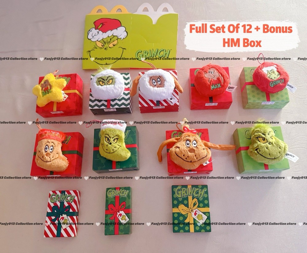 McDonalds Toys AU 2025 Christmas Grinch Ornament &Card Full Set Of 12 Collection