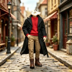 1/12 Scale Unisex Trench Coat for 6” Male & Female Action Figure Doll Clothes