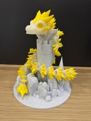 3D Printed Articulated Dragon 24in Glow In The Dark Yellow / White Dual Color