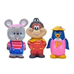 VTG 80s Mitsu Bank 4” Niko Niko Pun Sofubi Advertising Figures set Sofvi Japan
