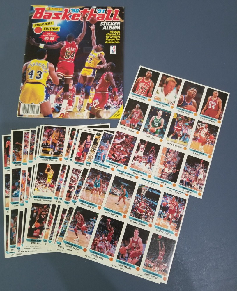 1990-91 PANINI NBA BASKETBALL COMPLETE SET ALBUM & STICKERS – Jordan – MINT