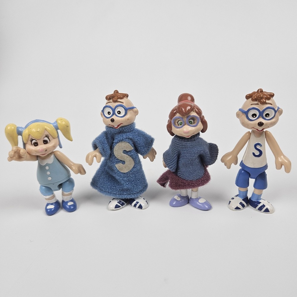 Lot Of 4 Alvin & Chipmunks – 2 Simon & 2 Chipettes Jeanette Eleanor 80’s Jointed