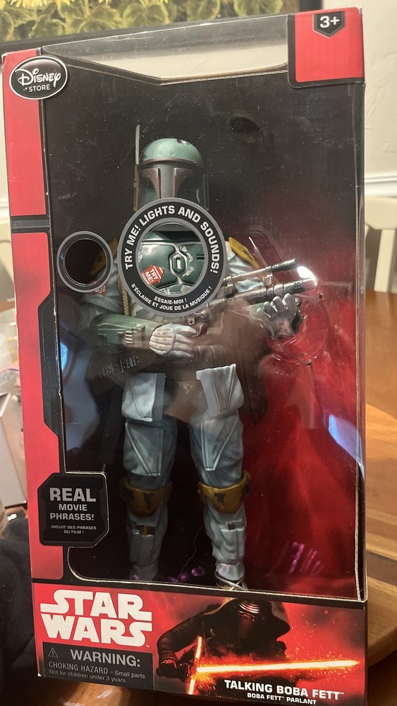 Disney Store Star Wars Force Awakens Authentic Talking Boba Fett New Red Box